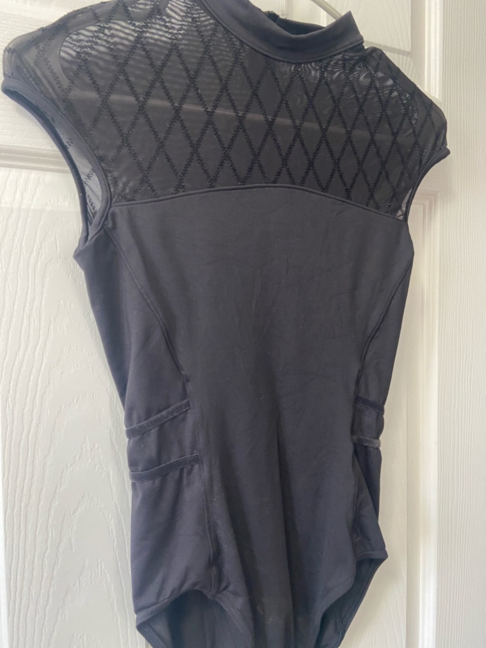 BLOCH Black Mesh Diamond Yoke Dance Leotard - Picture 4 of 6